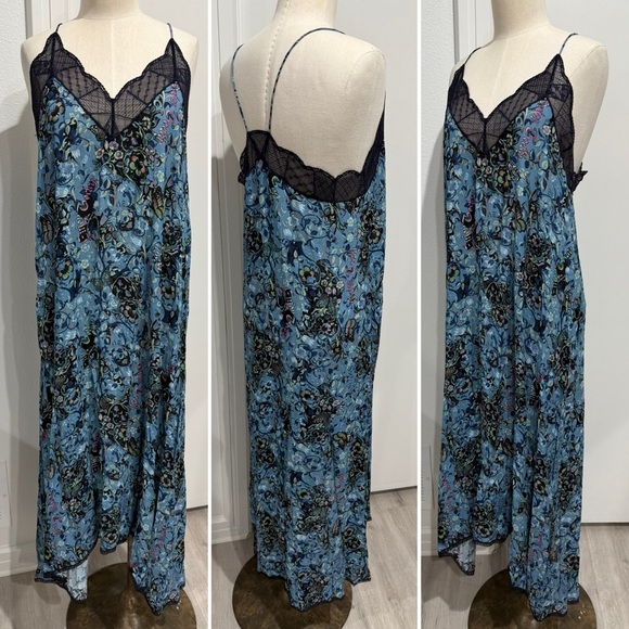 Zadig & Voltaire Risty Bohemian Patch Slip Dress with Lace Trim - L - Picture 4 of 9